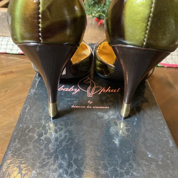 Baby Phat Vintage Y2K Mary Jane Green Gold Stiletto Heels - Picture 16 of 16